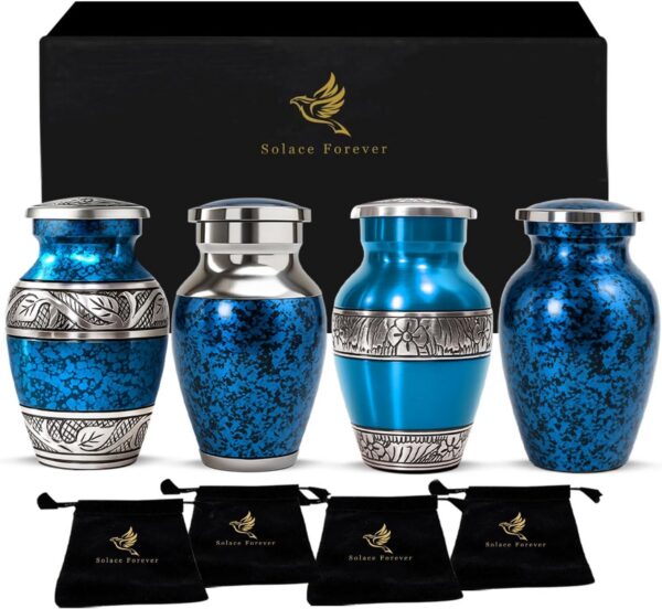 Blue Mini Keepsake Urns for Ashes – Set of 4 – view 7