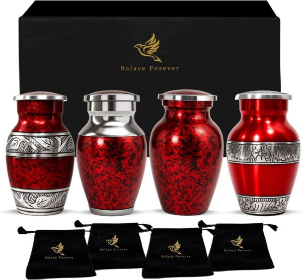 Red Mini Keepsake Urns for Ashes – Set of 4 – view 7