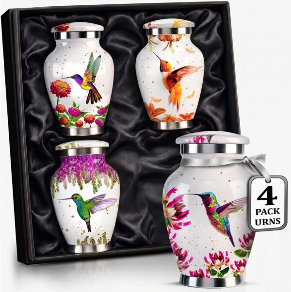 White Hummingbird Mini Keepsake Urns for Ashes – Set of 4 – view 7