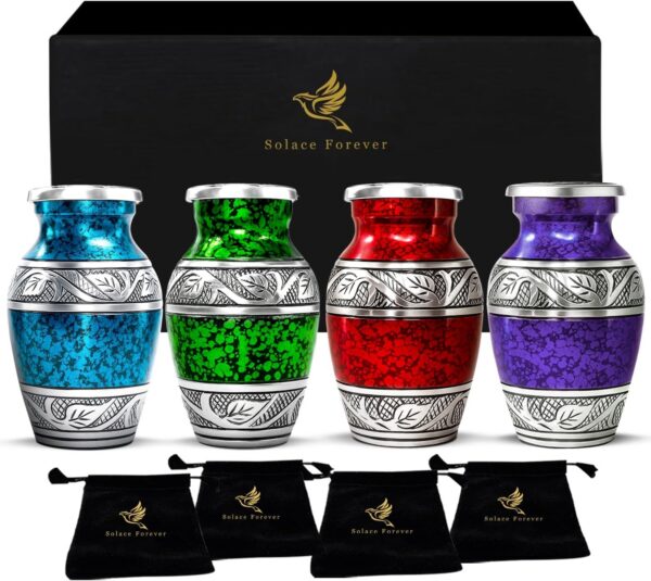 Multicolour Mini Keepsake Urns for Ashes – Set of 4 – view 7