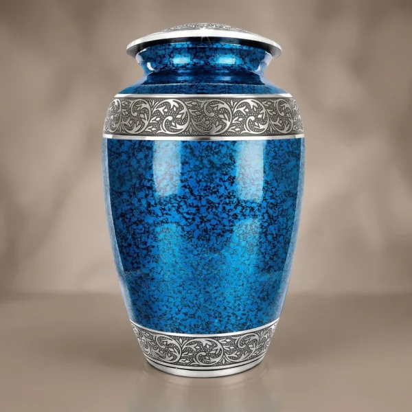 Blue Cremation Urn Family Set – Large Urn + Keepsakes (Set of 6) – Solace Forever