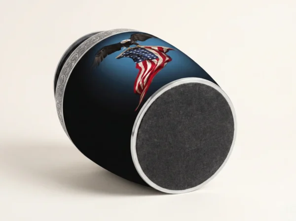 eagle flag black cremation urn base with protective charcoal felt bottom