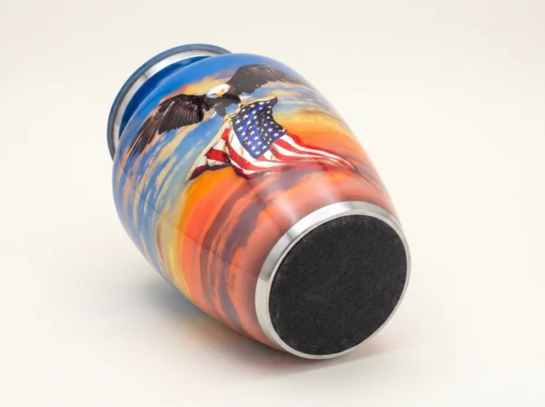 eagle flag blue cremation urn base with protective charcoal felt bottom