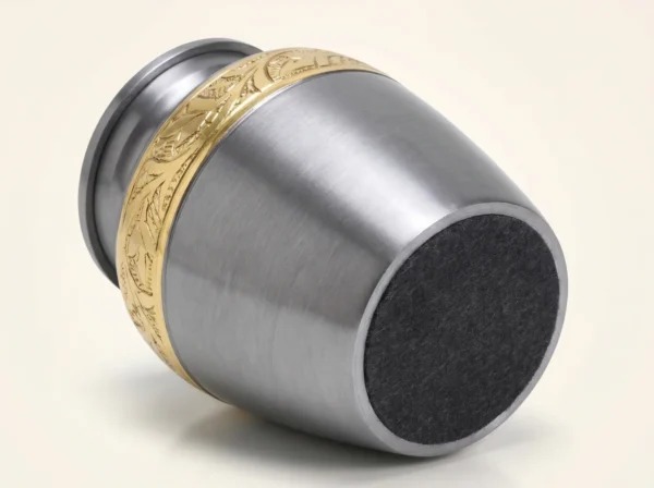 Pewter-grey keepsake urn base with protective felt bottom