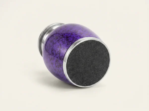 Purple keepsake urn base with protective felt bottom