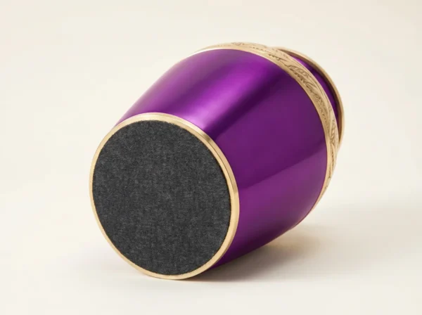 Purple keepsake urn base with protective felt bottom
