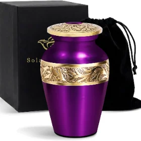 Purple metallic small keepsake urn, the matching companion piece