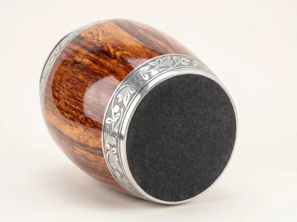 red oak cremation urn base with protective charcoal felt bottom