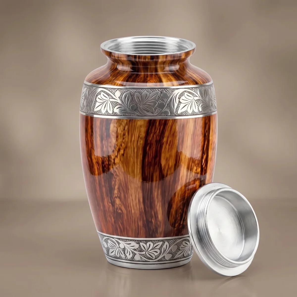 Secure silver screw-top lid shown unscrewed, thread inside the neck