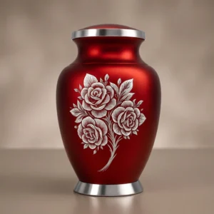 Red Rose Engraved Cremation Urn for Adult Ashes – Solace Forever
