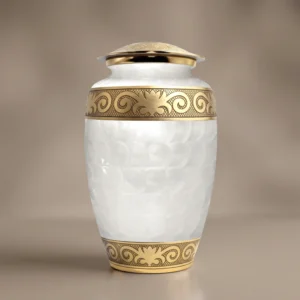 White & Gold Enamel Cremation Urn for Adult Ashes – Solace Forever
