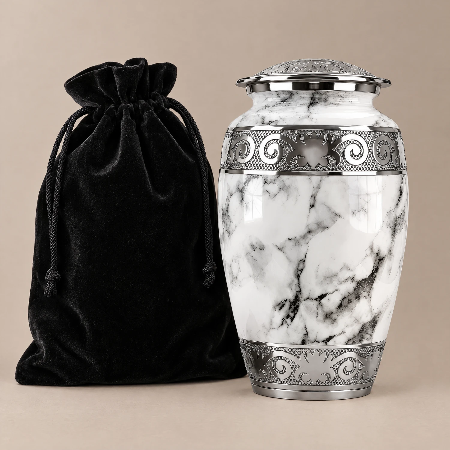 Everything included with the Off-White Marble cremation urn